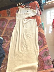 Stylish Cream Cutout Midi Dress