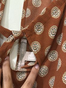 Brown Floral Tie-Neck Tank Top