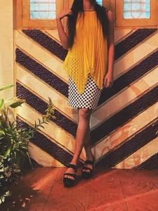 Yellow Chiffon Polka Dot Dress