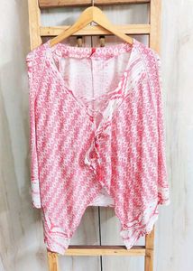 Pink Printed Cotton Shrug Size-42