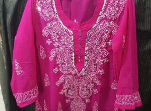 Beautiful Mirror Work Chekenkari Kurti With Inner
