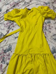 Yellow Ruffle Sleeve Maxi Dress
