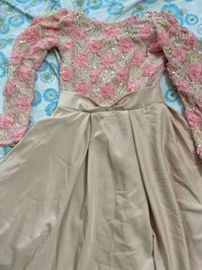 Elegant Pink &amp; Cream  Lace Dress