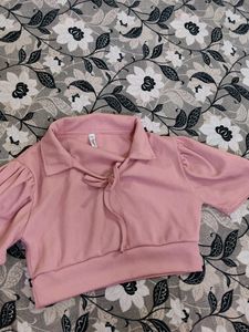 Pink Corduroy Cropped Blouse