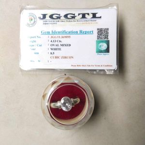 925 Silver Cubic Zirconia Ring with Gem Certificat