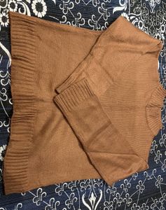 Brown Knit Turtleneck Sweater