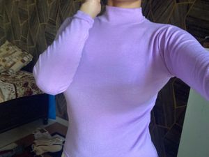 High Neck Long Sleeve Designer Top For Ladies