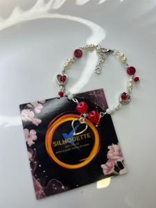 Heart &amp; Pearl Beaded Bracelet
