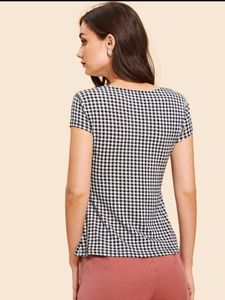 Shein Gingham Tie-Front Top