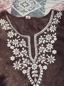 Brown Embroidered Tunic Top