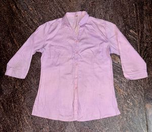 Pink Dotted Casual Shirt For Women