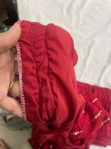 Red Embellished Kurta