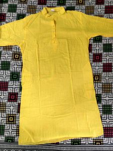 Men Yellow Cotton Kurta