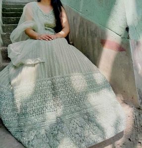 Gown With Double Cancan &amp; Heavy Flares