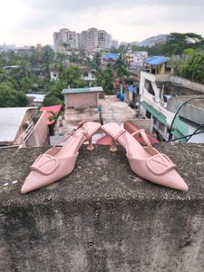 Pinkish Nude Elegant Kitten Heels Pointed Shoes