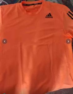 ADIDAS Men Coral Orange Self Striped Slim-Fit AERO