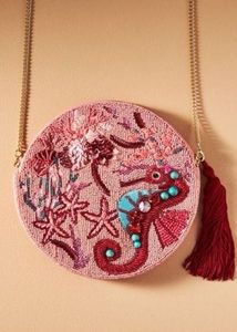 Seahorse Beaded Crossbody Bag