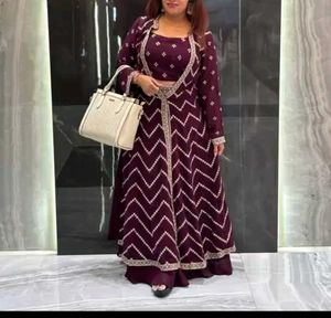 Branded Purple Top Skirt Coard Set With Shurg