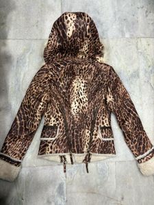 Leopard Print Leather* Fur Jacket