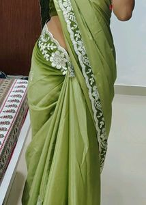 Elegant Green Embroidered Saree