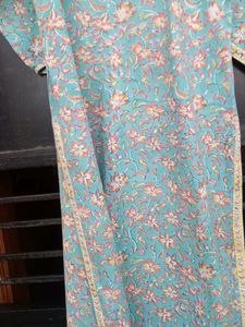 Pure Cotton Floral Straight Kurta 💙💙