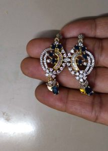 Elegant Blue Stone Earrings and with american diam