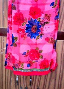 DGITAL PRINT,FLORAL PRINT SOFT GEORGETTE SARI(Pink