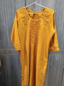 Mustard Kurta With Pant Set