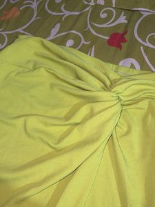 Chartreuse Twist Front Long Skirt