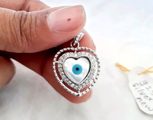 925 Silver Evil Eye Mop Heart Shape Pendant