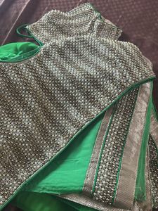 Gold Sequin Blouse Heavy Saree