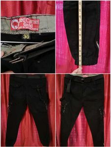 Black Cargo Pants with Belt