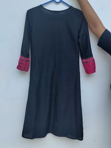 Beautiful Black Kurta With Pink Border