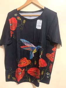 Floral Hummingbird Print T-Shirt