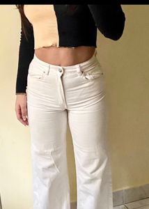 H&amp;M Wide Leg white high waist brand new denim jean