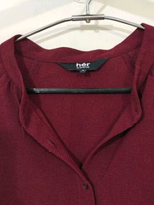 Maroon Button-Up Top