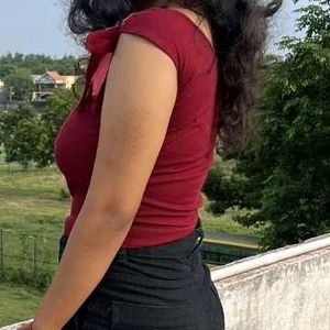 Ribbed Tie-Shoulder Top
