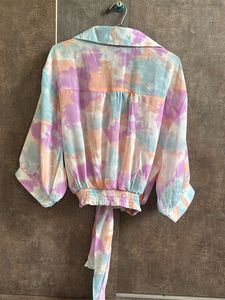 Tie-Front Pastel Blouse