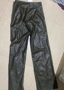 Stylish Faux Leather Wide Leg Pants