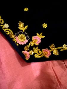 Pink And Navyblue Gown .