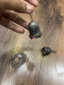 Jhumka Earrings - Silver Tone