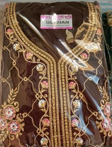 Dress Material Set With Zari &amp; Stone Work