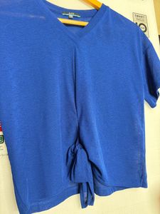 Blue Tie-Front Top