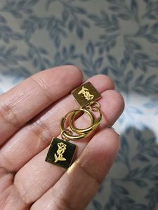 Gold Tone ROSE Drop Earrings