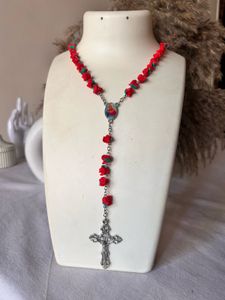 Red Rosary Necklace