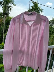 Pink Button-Down Blouse
