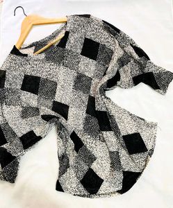 Y2k Patterned Monochromatic Knit Top D