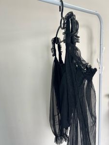 Black Corset Top with Mesh Sleeves