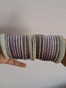 Lavender And Silver Bangles Set