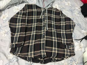 Hooded Plaid Flannel Shirt